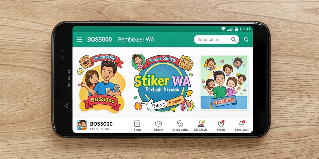 Antarmuka aplikasi BOS5000 yang intuitif untuk membuat stiker WA.