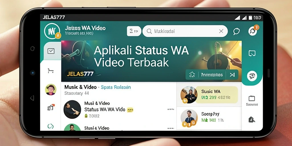 Antarmuka aplikasi JELAS777 yang sederhana dan menarik untuk Status WA Video.