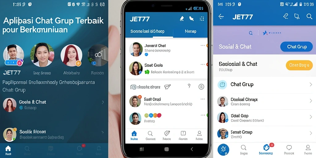 Antarmuka JET77 yang intuitif dan menarik untuk chat grup.