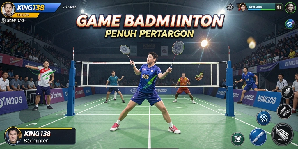 Tampilan layar utama KING138 dengan antarmuka badminton yang menarik.