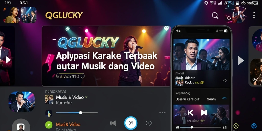 Tampilan antarmuka QGLUCKY dengan berbagai pilihan lagu Karaoke.
