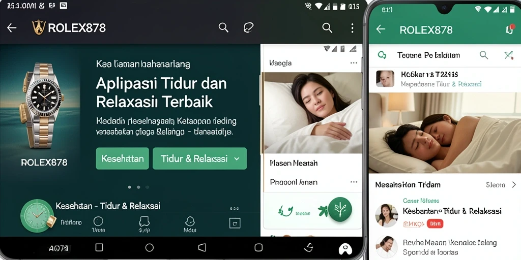 Antarmuka aplikasi ROLEX878 dengan fitur Tidur & Relaksasi yang menarik.
