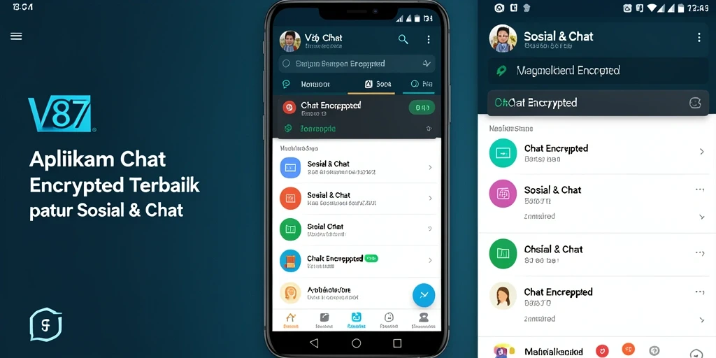 Antarmuka V87 menampilkan fitur-fitur chatting yang aman dan intuitif.