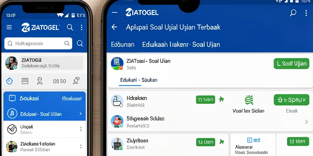 Screenshot ZIATOGEL menampilkan antarmuka aplikasi dengan soal ujian yang interaktif.