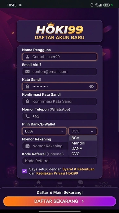Panduan Pendaftaran Akun Hoki99 untuk Android